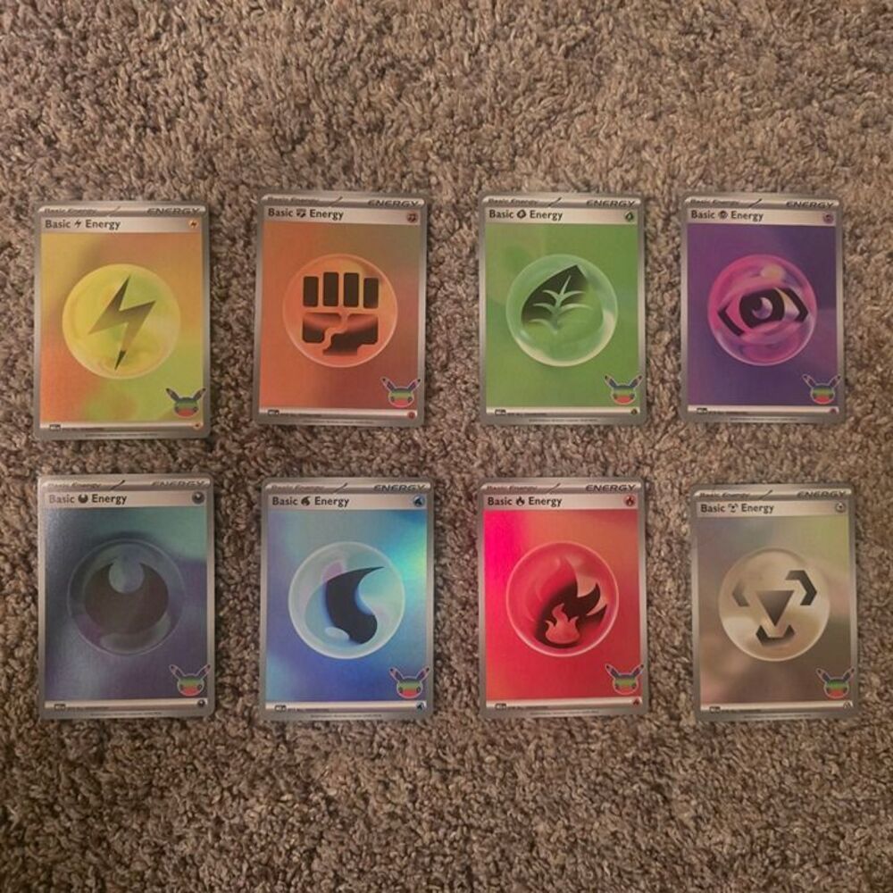Pokemon Basic Holo Energy Cards 8 card set Pokemon 30th Celebration